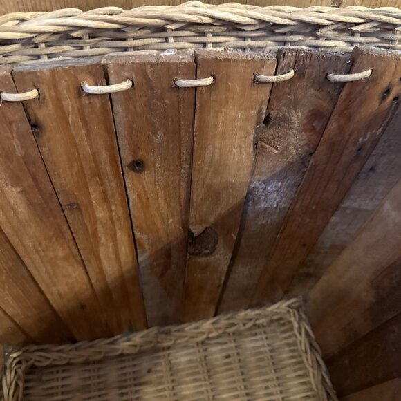 Vintage Split Wood Magazine Rack Basket Wood Handle - Picture 16 of 16